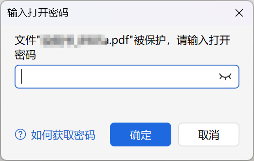 打开 PDF 时的密码输入弹窗